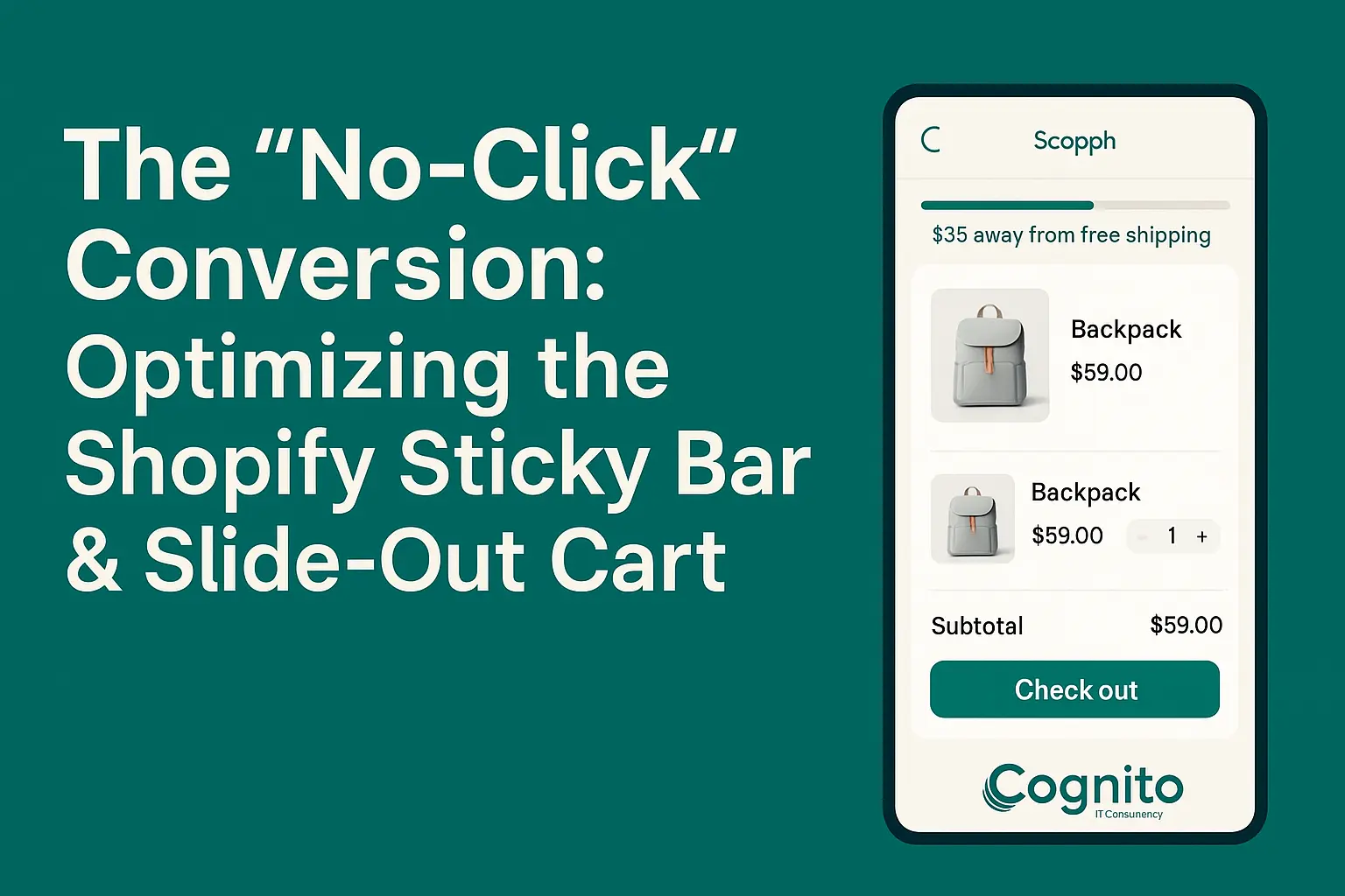 hero banner for blog about optimizing shopify sticky bar and slide out cart with cognito branding