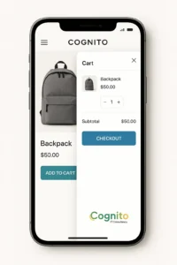 mobile slide out cart on shopify store with cognito branding
