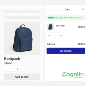 free shipping bar in slide out cart with cognito branding